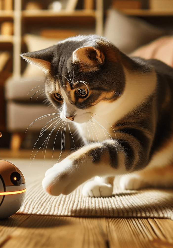 chat jouant avec une balle intelligente